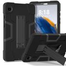 For Samsung Galaxy Tab A9 Contrast Color Silicone PC Tablet Case with Holder(Black) - 1