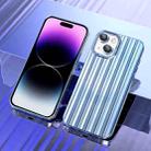 For iPhone 14 Electroplated Streamer Brushed TPU Phone Case with Lens Film(Blue) - 1