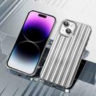 For iPhone 14 Electroplated Streamer Brushed TPU Phone Case with Lens Film(Silver) - 1