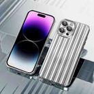 For iPhone 14 Pro Electroplated Streamer Brushed TPU Phone Case with Lens Film(Silver) - 1