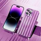 For iPhone 14 Pro Electroplated Streamer Brushed TPU Phone Case with Lens Film(Purple) - 1