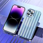 For iPhone 14 Pro Max Electroplated Streamer Brushed TPU Phone Case with Lens Film(Blue) - 1