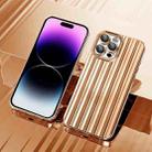 For iPhone 14 Pro Max Electroplated Streamer Brushed TPU Phone Case with Lens Film(Gold) - 1