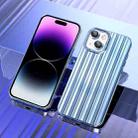 For iPhone 13 Electroplated Streamer Brushed TPU Phone Case with Lens Film(Blue) - 1