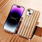 For iPhone 13 Electroplated Streamer Brushed TPU Phone Case with Lens Film(Gold) - 1