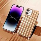 For iPhone 12 Electroplated Streamer Brushed TPU Phone Case with Lens Film(Gold) - 1