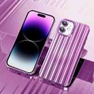 For iPhone 12 Electroplated Streamer Brushed TPU Phone Case with Lens Film(Purple) - 1