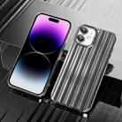 For iPhone 12 Electroplated Streamer Brushed TPU Phone Case with Lens Film(Black) - 1