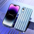 For iPhone XR Electroplated Streamer Brushed TPU Phone Case with Lens Film(Blue) - 1