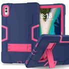 For Lenovo Tab M10 5G 10.6 inch Contrast Color Silicone PC Tablete Case with Holder(Navy Blue + Rose Red) - 1