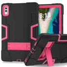 For Lenovo Tab M10 5G 10.6 inch Contrast Color Silicone PC Tablete Case with Holder(Black + Rose Red) - 1