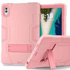 For Lenovo Tab M10 5G 10.6 inch Contrast Color Silicone PC Tablete Case with Holder(Rose Gold) - 1