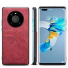 For Huawei Mate 60 Pro Denior PU Dual Card Slot Back Cover Phone Case(Red) - 1