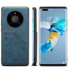 For Huawei Mate 60 Pro Denior PU Dual Card Slot Back Cover Phone Case(Blue) - 1