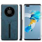 For Huawei Mate 60 Pro Denior DV Elastic Card PU Back Cover Phone Case(Blue) - 1