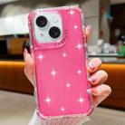 For iPhone 15 Glitter Powder 3-in-1 TPU + PC Phone Case(Rose Red) - 1