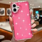 For iPhone 16 Plus Glitter Powder 3-in-1 TPU + PC Phone Case(Rose Red) - 1