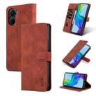 For vivo Y35 5G/Y56 5G/Y02s 4G/Y16 4G AZNS Skin Feel Calf Texture Flip Leather Phone Case(Brown) - 1