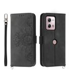 For Motorola Moto G Stylus 4G 2023 Skin-feel Flowers Embossed Wallet Leather Phone Case(Black) - 1