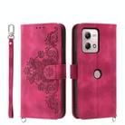 For Motorola Moto G Stylus 4G 2023 Skin-feel Flowers Embossed Wallet Leather Phone Case(Wine Red) - 1