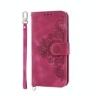For Motorola Moto G24 Skin Feel Flowers Embossed Wallet Leather Phone Case(Wine Red) - 2