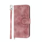 For Motorola Moto G34 Skin Feel Flowers Embossed Wallet Leather Phone Case(Pink) - 2
