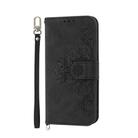 For Motorola Moto G34 Skin Feel Flowers Embossed Wallet Leather Phone Case(Black) - 2