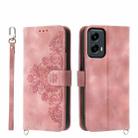 For Motorola Moto G Stylus 5G 2024 Skin-feel Flowers Embossed Wallet Leather Phone Case(Pink) - 1