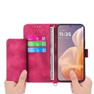 For Motorola Moto G85 Skin Feel Flowers Embossed Wallet Leather Phone Case(Wine Red) - 3