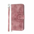 For Motorola Moto G55 Skin Feel Flowers Embossed Wallet Leather Phone Case(Pink) - 2