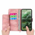 For Motorola Moto G55 Skin Feel Flowers Embossed Wallet Leather Phone Case(Pink) - 3