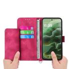 For Motorola Moto G55 Skin Feel Flowers Embossed Wallet Leather Phone Case(Wine Red) - 3