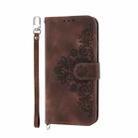 For Motorola Moto G55 Skin Feel Flowers Embossed Wallet Leather Phone Case(Brown) - 2