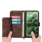 For Motorola Moto G55 Skin Feel Flowers Embossed Wallet Leather Phone Case(Brown) - 3