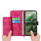 For Motorola Moto G75 5G Skin Feel Flowers Embossed Wallet Leather Phone Case(Wine Red) - 3