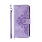 For Motorola Moto G75 5G Skin Feel Flowers Embossed Wallet Leather Phone Case(Purple) - 2