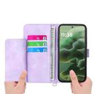 For Motorola Moto G75 5G Skin Feel Flowers Embossed Wallet Leather Phone Case(Purple) - 3