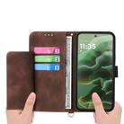For Motorola Moto G15 Skin Feel Flowers Embossed Wallet Leather Phone Case(Brown) - 3