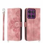 For Motorola Edge 60 Pro Skin Feel Flowers Embossed Wallet Leather Phone Case(Pink) - 1