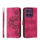 For Motorola Edge 60 Pro Skin Feel Flowers Embossed Wallet Leather Phone Case(Wine Red) - 1