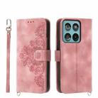 For Motorola Edge 60 Fusion Skin Feel Flowers Embossed Wallet Leather Phone Case(Pink) - 1