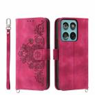 For Motorola Edge 60 Fusion Skin Feel Flowers Embossed Wallet Leather Phone Case(Wine Red) - 1