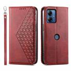 For Motorola Moto G14 Cubic Grid Calf Texture Magnetic Leather Phone Case(Red) - 1