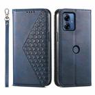 For Motorola Moto G14 Cubic Grid Calf Texture Magnetic Leather Phone Case(Blue) - 1