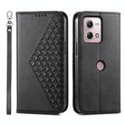 For Motorola Moto G Stylus 4G 2023 Cubic Grid Calf Texture Magnetic Leather Phone Case(Black) - 1