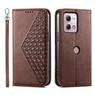 For Motorola Moto G Stylus 4G 2023 Cubic Grid Calf Texture Magnetic Leather Phone Case(Brown) - 1