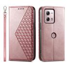 For Motorola Moto G Stylus 4G 2023 Cubic Grid Calf Texture Magnetic Leather Phone Case(Rose Gold) - 1