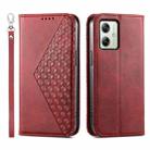 For Motorola Moto G54 Cubic Grid Calf Texture Magnetic Leather Phone Case(Red) - 1