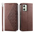 For Motorola Moto G54 Cubic Grid Calf Texture Magnetic Leather Phone Case(Brown) - 1