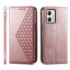 For Motorola Moto G54 Cubic Grid Calf Texture Magnetic Leather Phone Case(Rose Gold) - 1